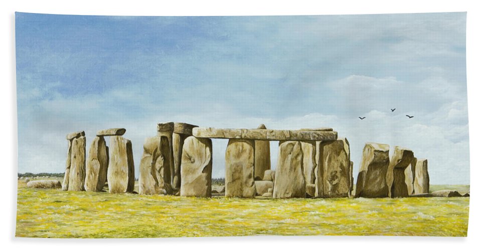 967x500 Stonehenge Bath Towel For Sale By Mary Ann King - Stonehenge Painting