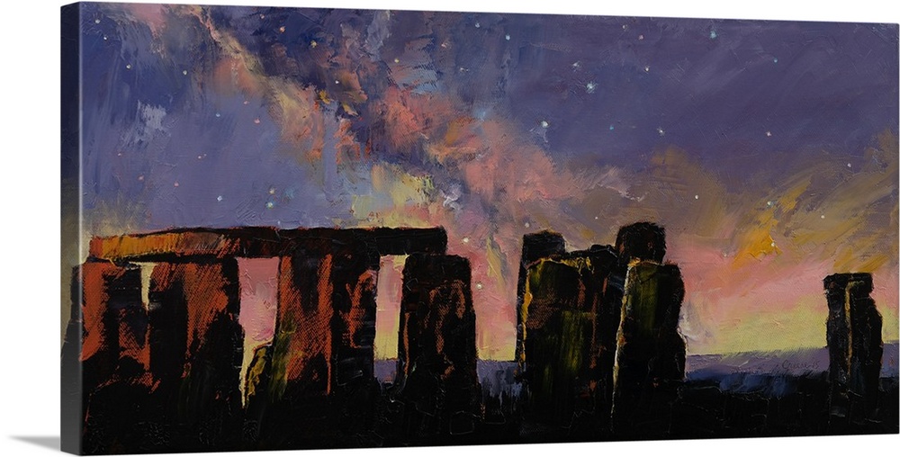 1000x508 Stonehenge Night Landscape Wall Art, Canvas Prints, Framed Prints - Stonehenge Painting