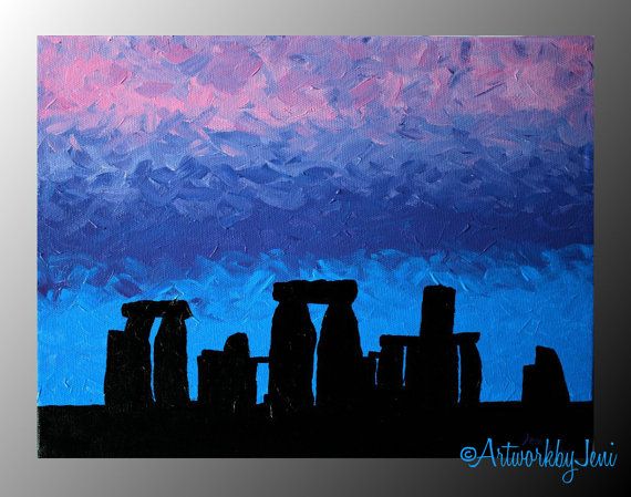 570x449 Stonehenge Painting Acrylic On Canvas Thick By Artworkbyjeni Art - Stonehenge Painting