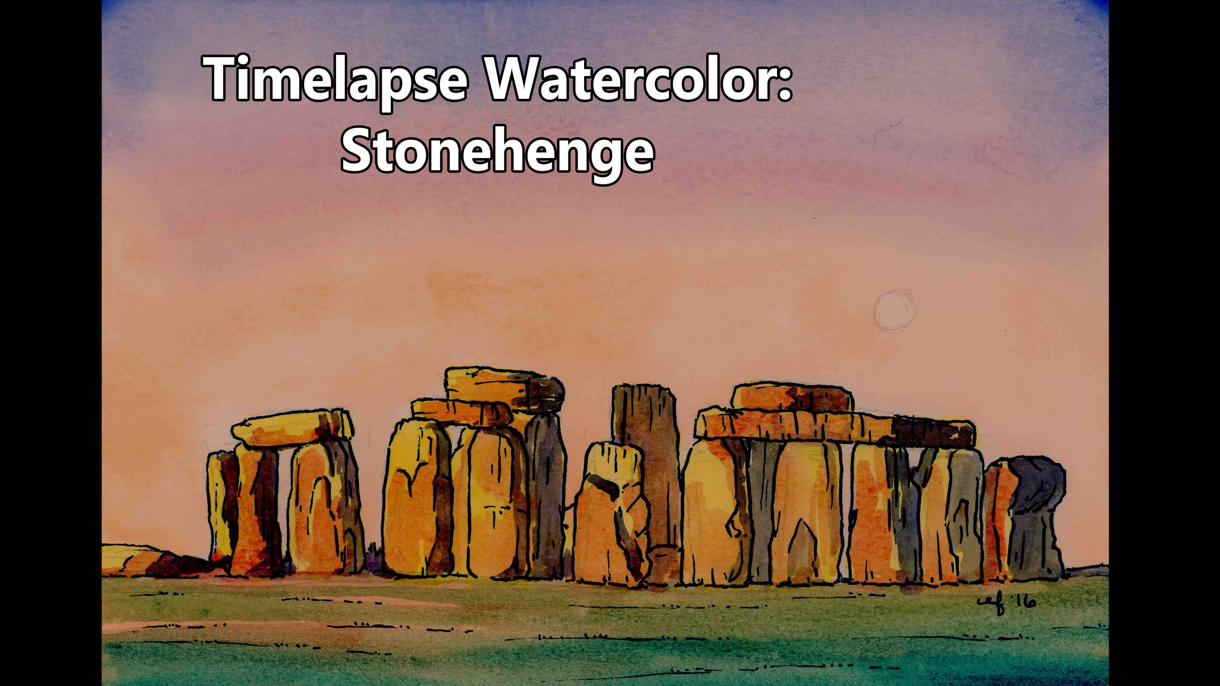4096x2304 Time Lapse Watercolor Of Stonehenge - Stonehenge Painting