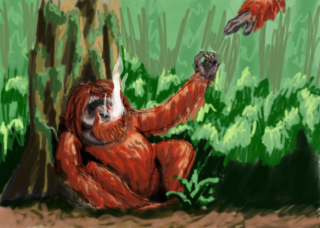 1024x728 Stoner Orangutan By Zinzai - Stoner Painting
