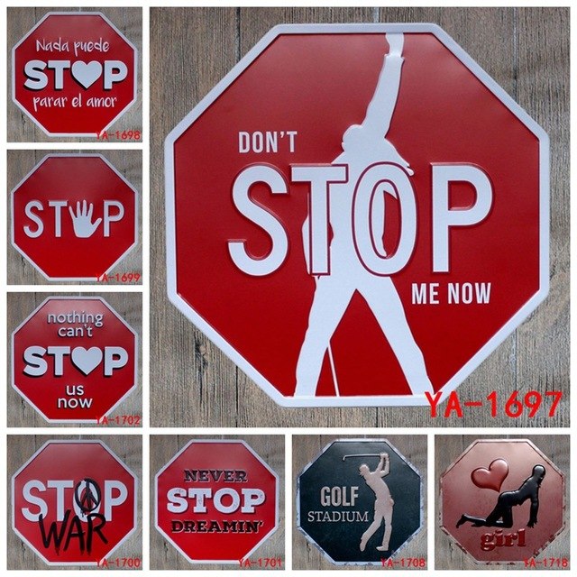 640x640 32x32cm Antique Retro Metal Tin Sign Never Stop Girl Plaque Iron - Stop Sign Painting