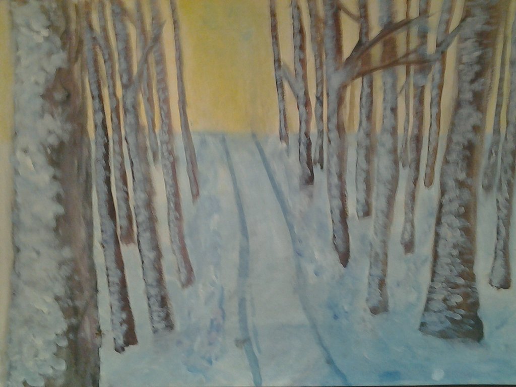 1024x768 Stopping By Woods A Snowy Evening By Popdrasticchicnymph - Stopping By Woods On A Snowy Evening Painting