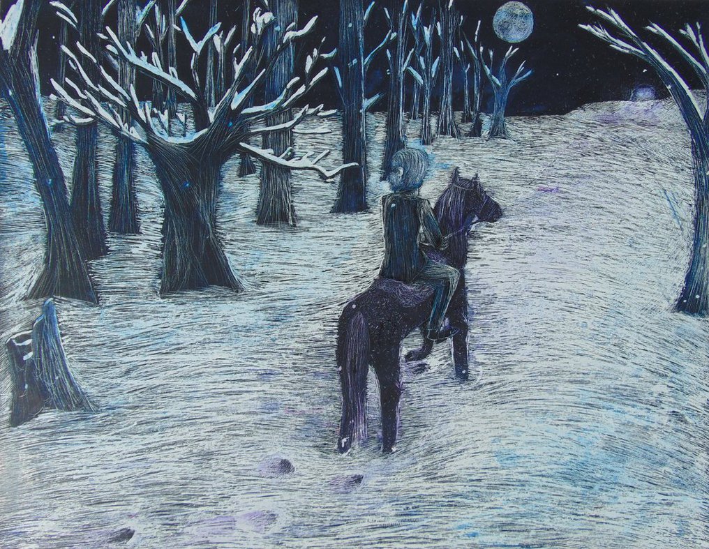 1016x787 Stopping By Woods A Snowy Evening By Lyricfrost13 - Stopping By Woods On A Snowy Evening Painting