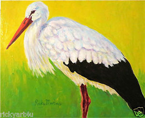 300x243 Stork Painting Original Art - Stork Painting