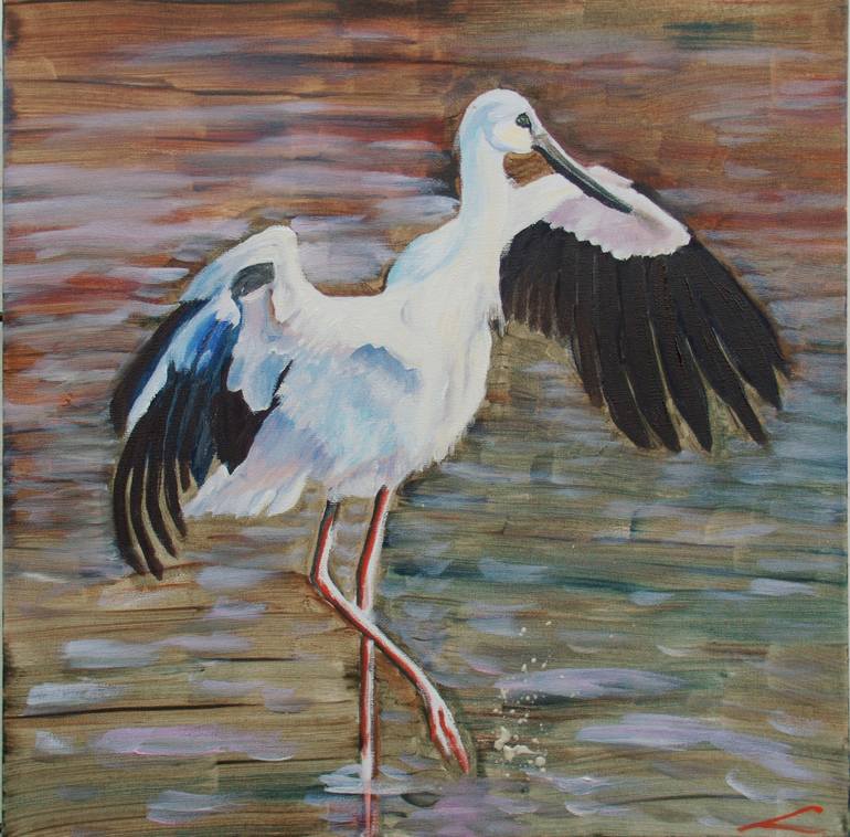 Stork Painting at PaintingValley.com | Explore collection of Stork Painting