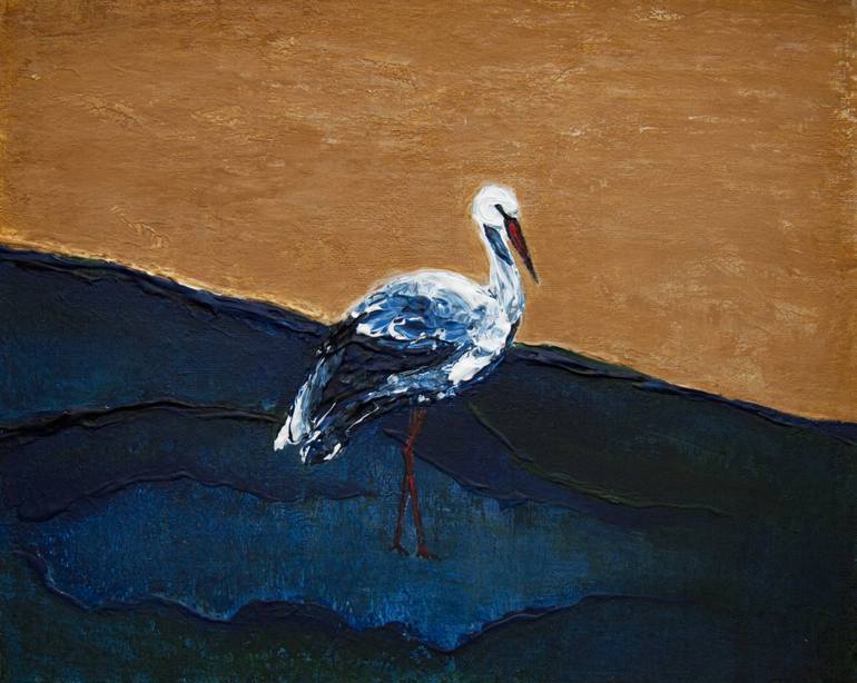 770x614 Saatchi Art The Stork Painting By Evgenia Chernova Drabkina - Stork Painting