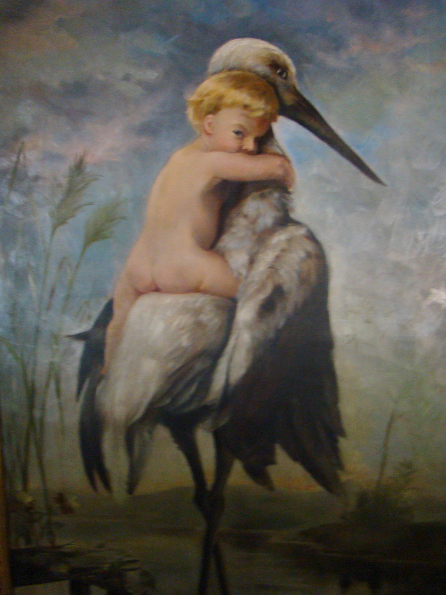 900x1200 Boy Riding Stork Art Collectors Weekly - Stork Painting