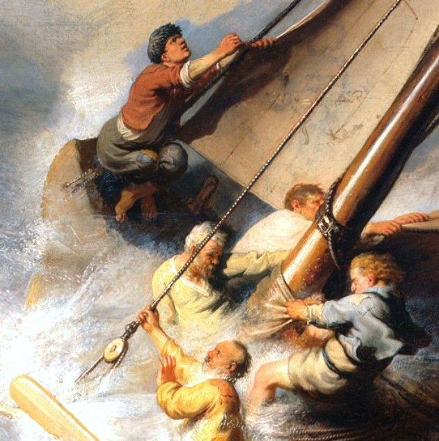 Рембрандт христос во время шторма на море. Рембрандт, “шторм на Галилейском озере”. Рембрандт буря на море Галилейском. Христос на Галилейском море Рембрандт. Шторм на Галилейском море.
