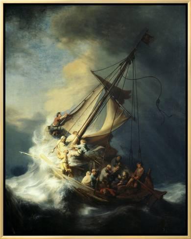 390x488 The Storm On The Sea Of Galilee Framed Canvas Print By Rembrandt - Storm On The Sea Of Galilee Painting