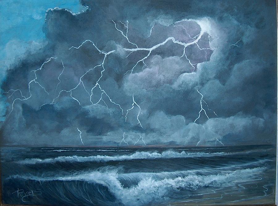 900x666 Storm At Sea. Painting By Bonnie Rogers - Storm Painting