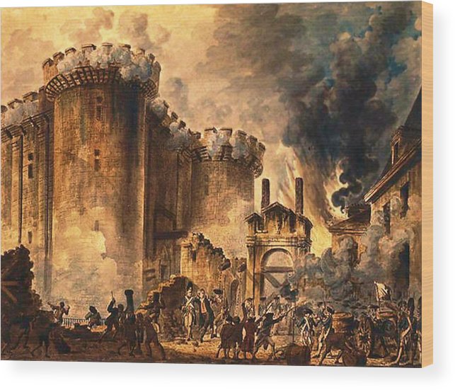 643x551 Storming Of The Bastille Wood Print By Jean Pierre Houel - Storming Of The Bastille Painting