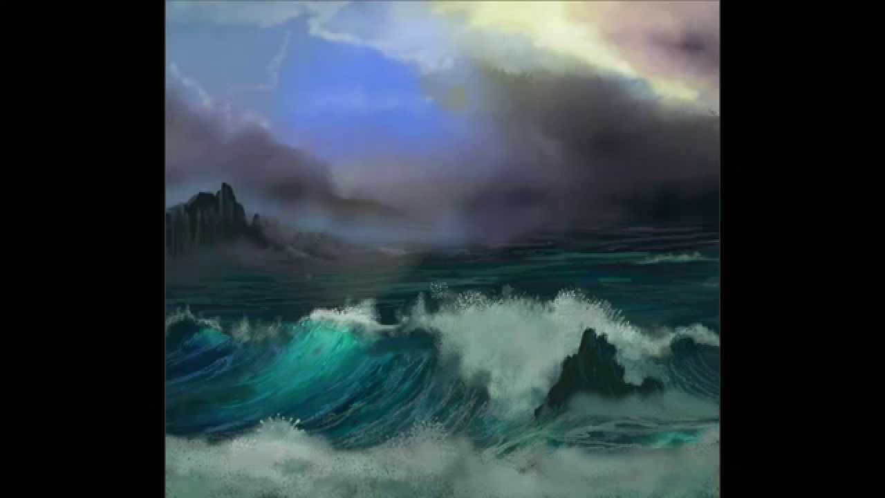 1280x720 A How To Painting Of A Stormy Ocean In Artrage - Stormy Beach Painting