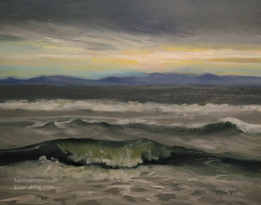 900x707 Huntington Beach California Seascape Painting - Stormy Beach Painting