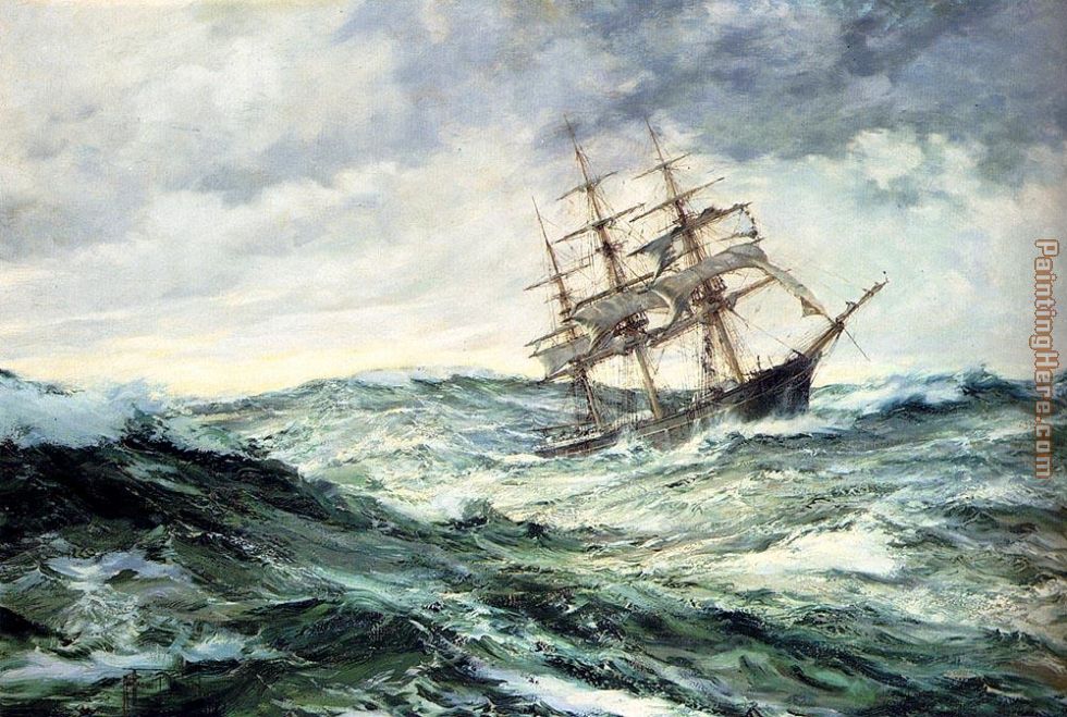 980x659 Montague Dawson A Ship In Stormy Seas Painting Anysize 50% Off - Stormy Beach Painting