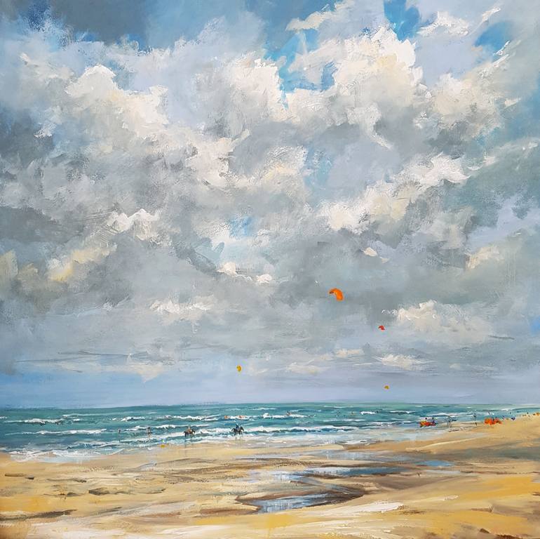 770x768 Saatchi Art Stormy Beach July 2015 Painting By W Van De Wege - Stormy Beach Painting