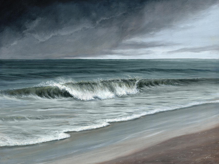 900x675 Stormy Beach Painting By Dale Jackson - Stormy Beach Painting