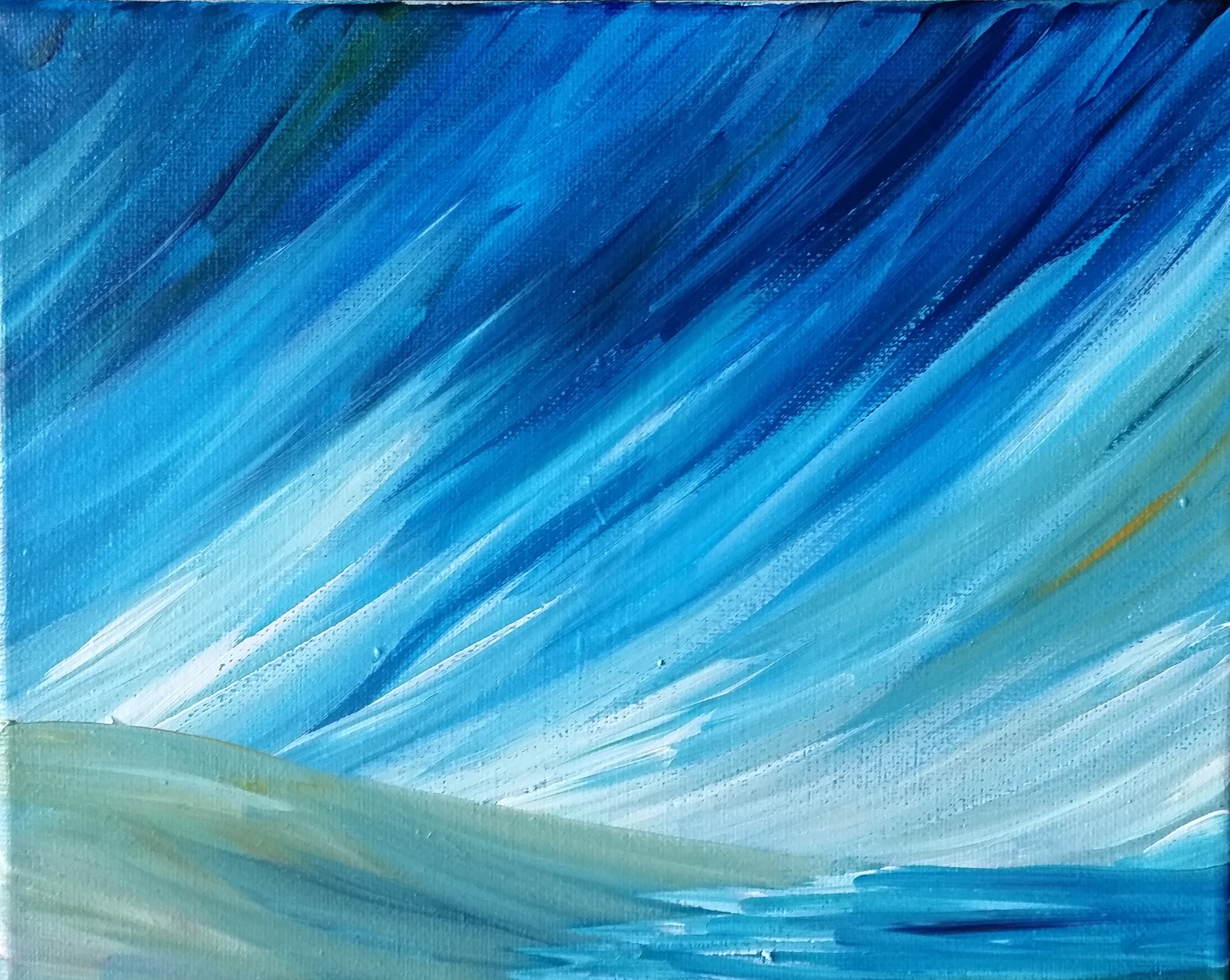 3020x2406 Stormy Beach Step By Step(Ish) Acrylic Painting On Canvas - Stormy Beach Painting