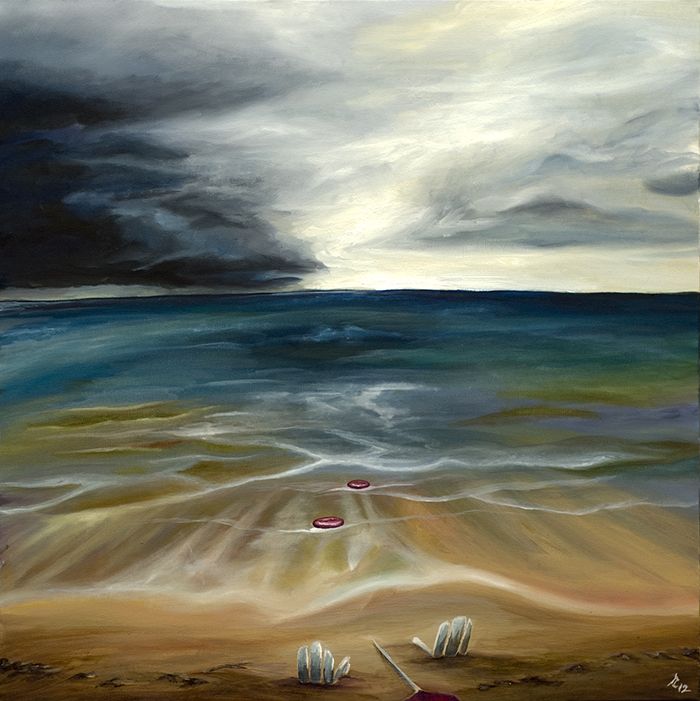 700x701 After The Storm A Stormy Beach Painting, Oil, 30x30 Anthonyarts - Stormy Beach Painting