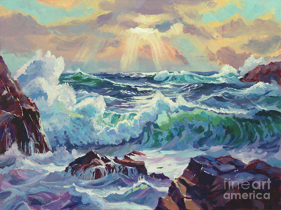 900x675 Stormy Sea Rockaway Beach Painting By David Lloyd Glover - Stormy Beach Painting