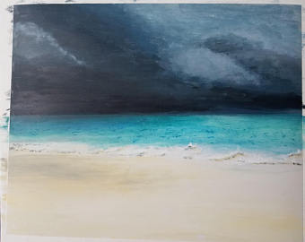 340x270 Stormy Beach Etsy - Stormy Beach Painting