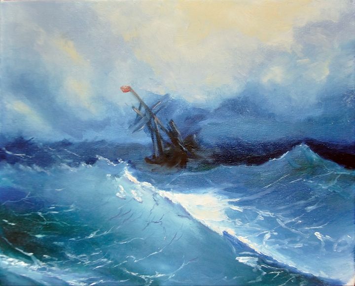720x580 Sea Painting, Stormy Sea Painting - Stormy Beach Painting