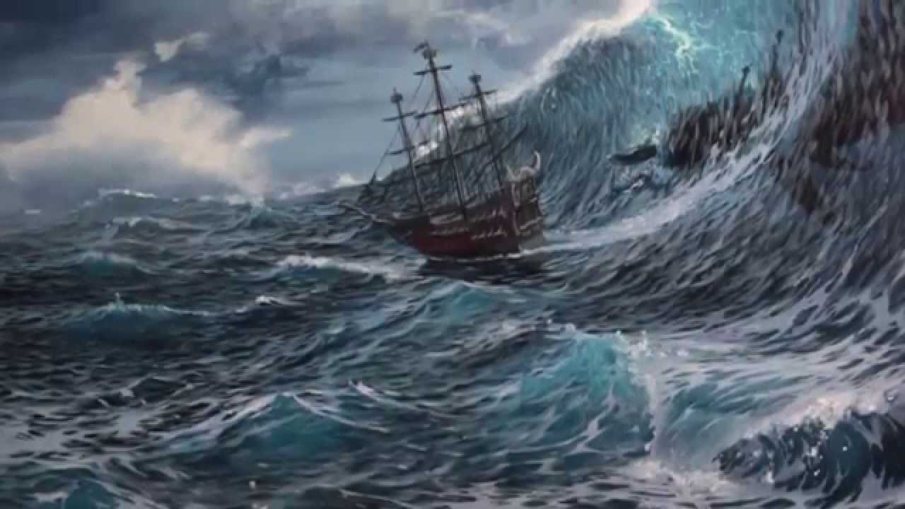 1280x720 How To Paint A Stormy Ocean Scene - Stormy Beach Painting