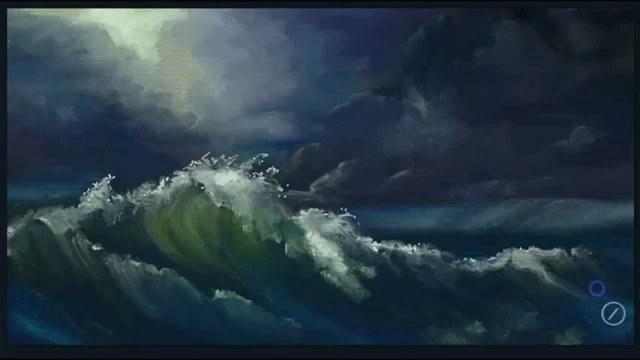 1280x720 How To Quickly Paint A Stormy Ocean In Artrage Studio Pro - Stormy Beach Painting
