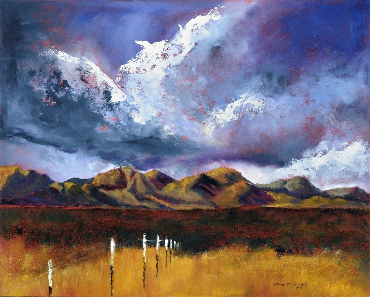 1200x964 Painting Storm Cloud Over Texas Canyon (Original Art By Diane - Stormy Clouds Painting