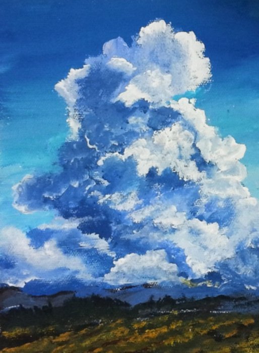 514x700 Storm Clouds In A Landscape - Stormy Clouds Painting