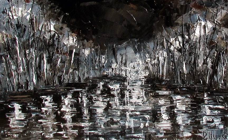 864x532 Stormy Night Painting Street Scene Art Oil On Canvas By Debra Hurd - Stormy Night Painting