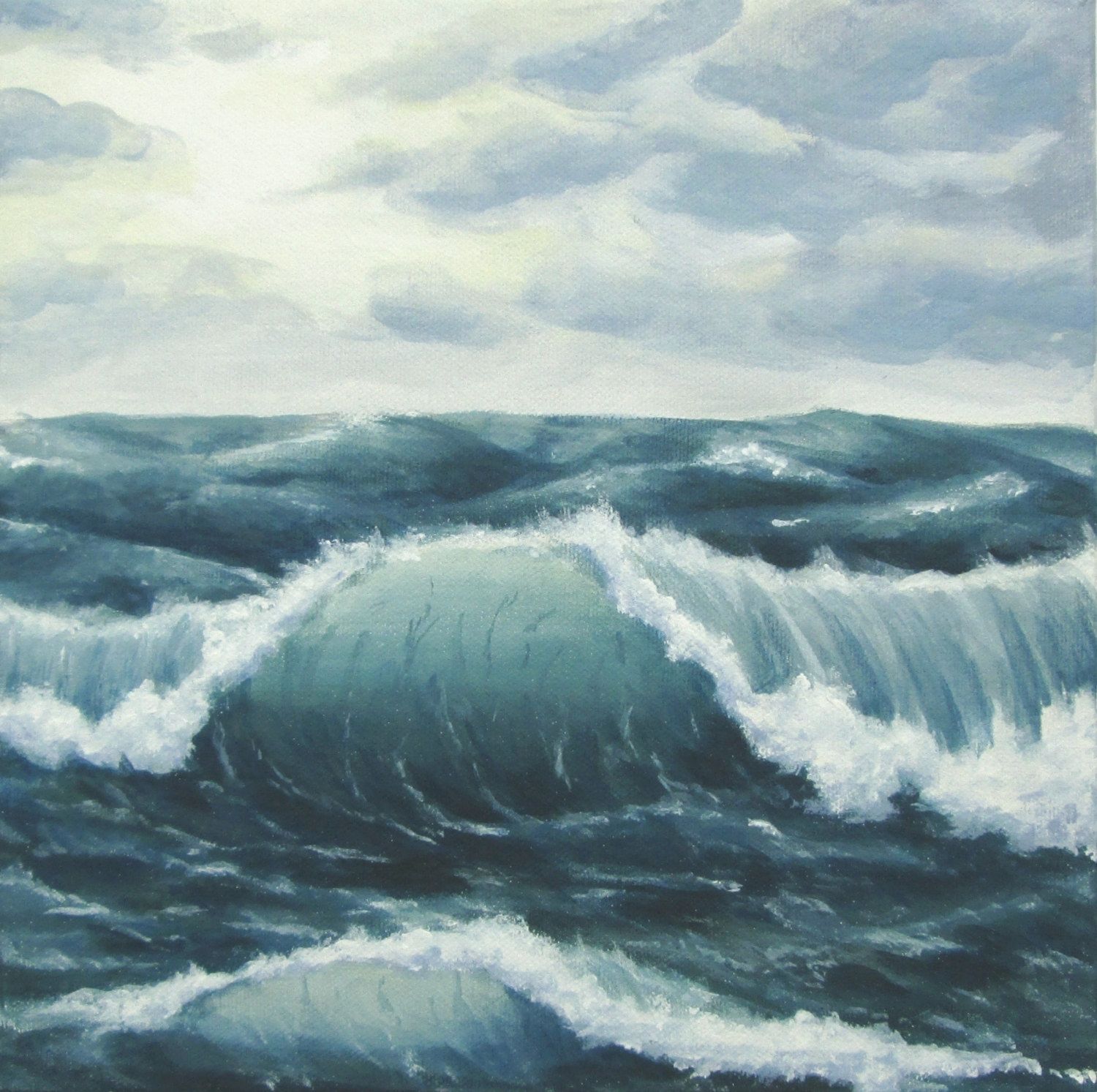 1500x1493 Ocean Art, Original Choppy Seas Painting, Stormy Ocean Painting - Stormy Ocean Painting