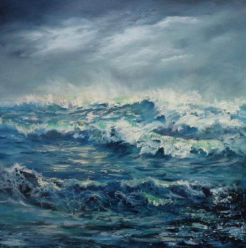 500x504 Oils - Stormy Ocean Painting