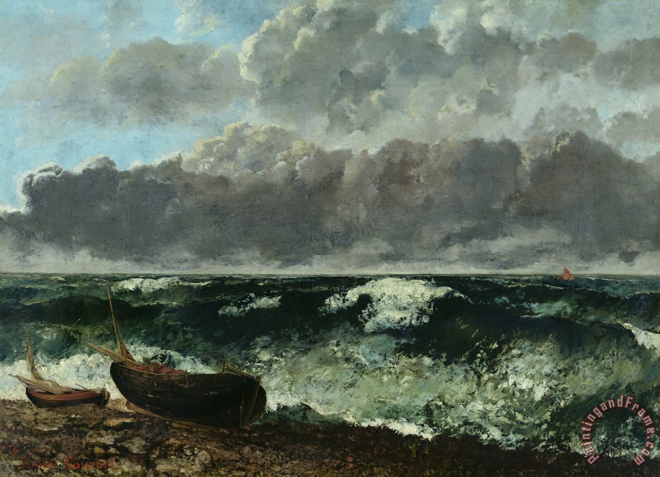 960x694 Gustave Courbet The Stormy Sea Painting - Stormy Painting