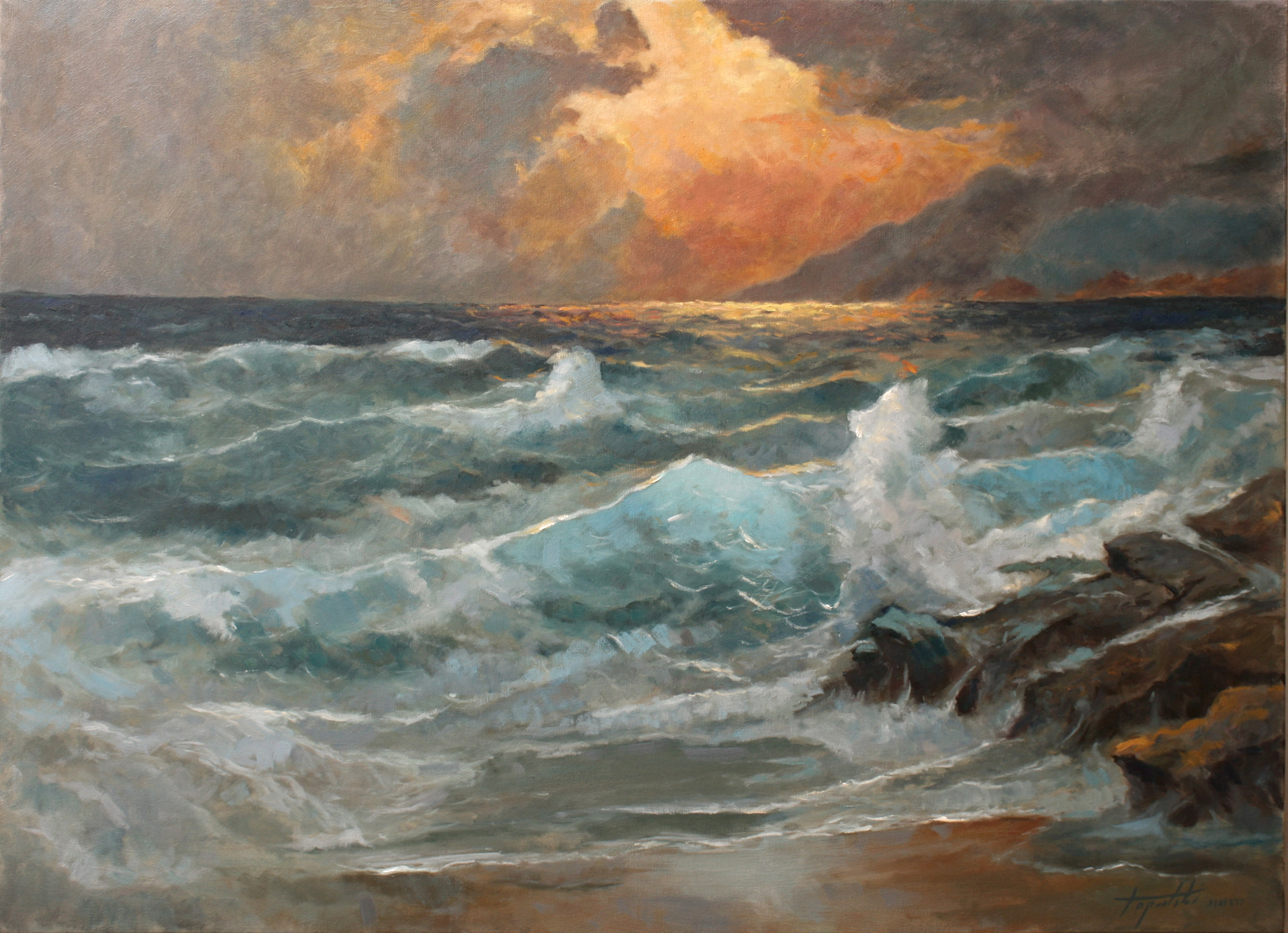 2803x2029 Painting The Sea In Oils Stormy Sea Oil Painting Fine Arts - Stormy Sea Oil Painting