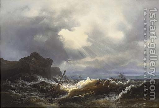 512x348 Shipwreck Off The Coast In A Stormy Sea (After) Ivan - Stormy Sea Oil Painting