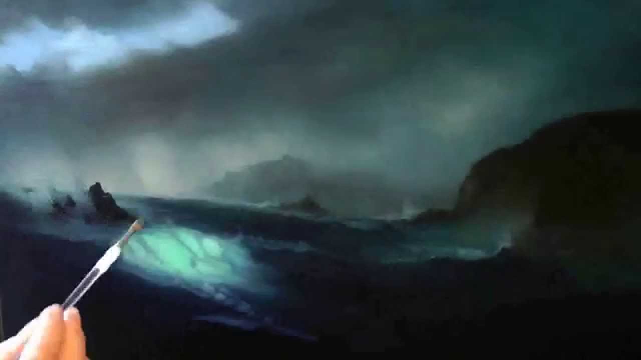 1280x720 How To Paint Waves And Sea In Oils Stormy Cove Part Three By Alan - Stormy Sea Oil Painting
