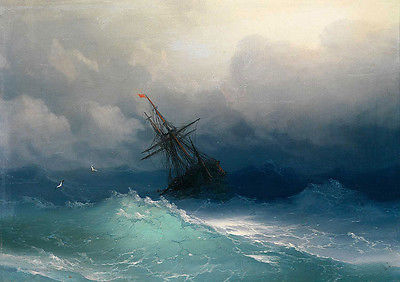 400x282 Ivan Aivazovsky Ship On Stormy Seas Oil Painting - Stormy Sea Oil Painting