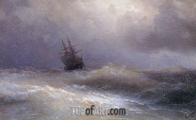 400x244 Ship In A Stormy Sea Aivazovsky Painting Reproduction 5778 - Stormy Sea Painting