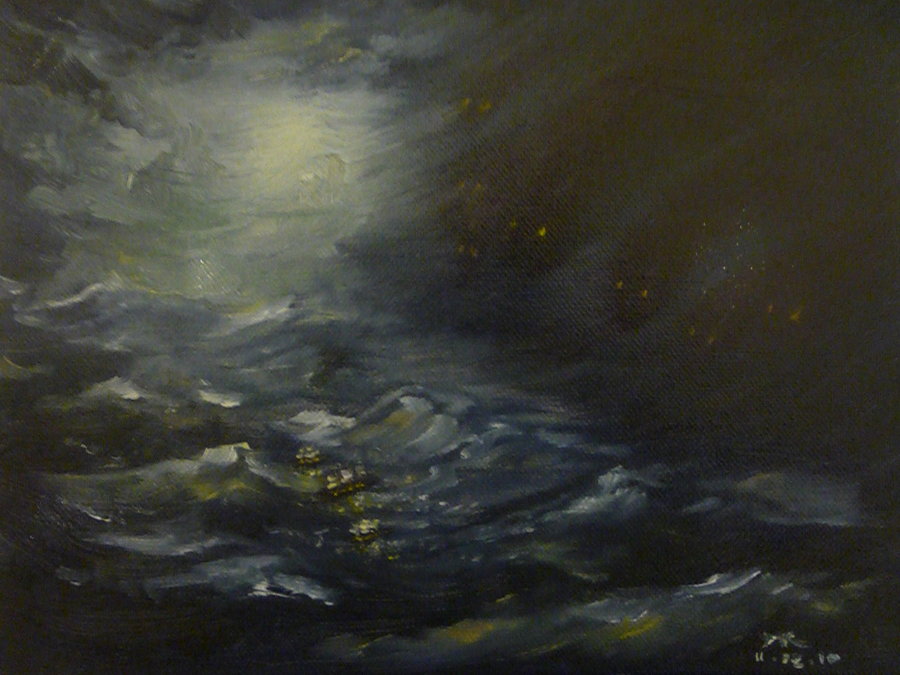 900x675 Stormy Seas By Melphisto - Stormy Sea Painting