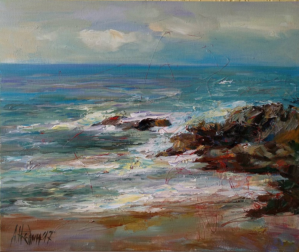 1000x845 Stormy Seascape Painting Angelina Nedin Art Gallery Online - Stormy Sea Painting