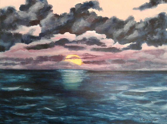 570x421 Free Shipping Us Wall Art Sunset Painting Stormy Sky Painting - Stormy Sky Painting