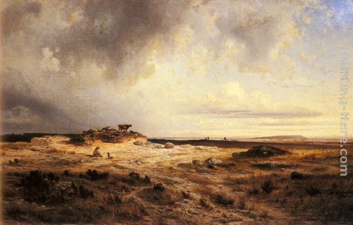 720x460 Georges Michel An Extensive Landscape With A Stormy Sky Painting - Stormy Sky Painting