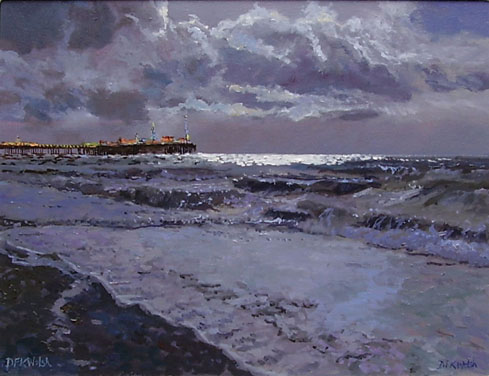 489x376 Oil Paintingbrighton Pierstormy Weather - Stormy Weather Painting
