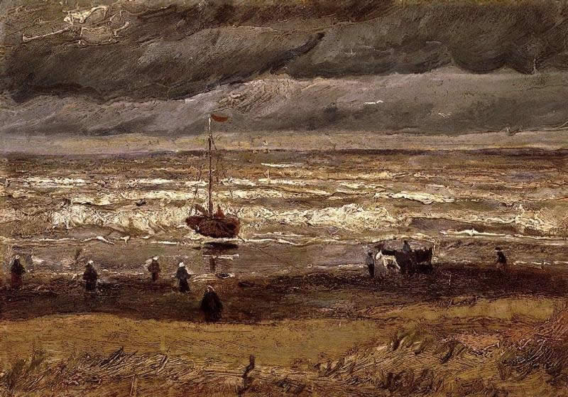 800x559 Vincent Van Gogh Beach - Stormy Weather Painting