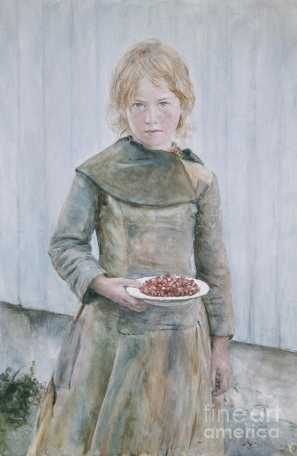 586x900 The Strawberry Girl Painting By Hans Heyerdahl - Strawberry Girl Painting