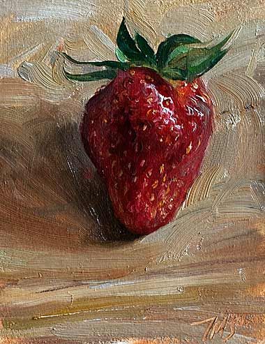 380x493 Strawberry Fruit Paintings, Oil And Watercolor - Strawberry Painting