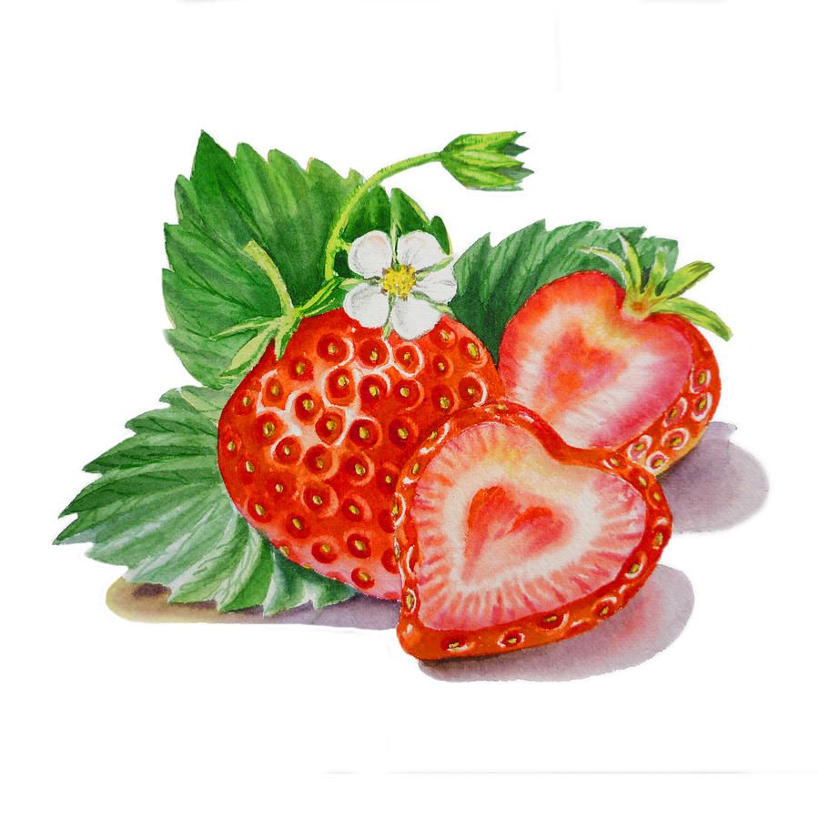 900x900 Strawberry Heart Painting By Irina Sztukowski - Strawberry Painting
