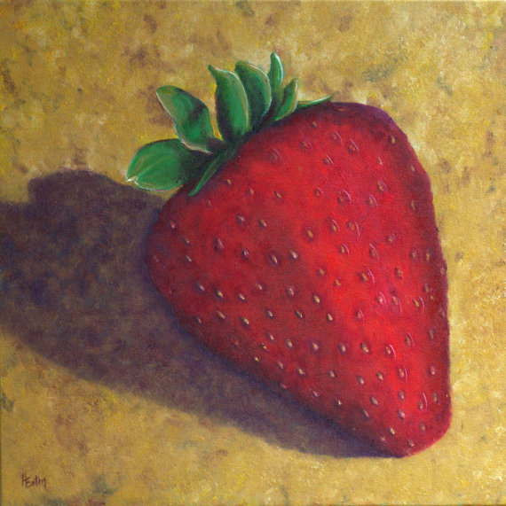 570x571 Strawberry Painting Still Life Painting Fruit Still Life - Strawberry Painting