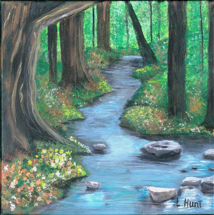 717x720 Original Stream Painting - Stream Painting